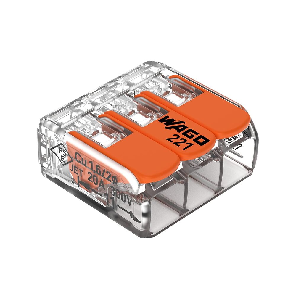 35 New Open Box WAGO 221-413 221 Series 3 Conductor AWG 24-12 Connect Lever Nuts